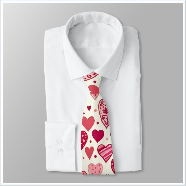 Moderne Rot- und Rosa-Herzen-Muster Krawatte (Von Creator hochgeladen)