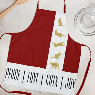 Moderne Rot-Weiß-Gold-Katze-Weihnachten Schürze