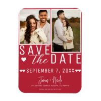 Moderne Rot & Weiß Save the Date 2 Foto Hochzeit