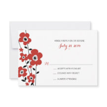 Moderne Rote Anemone-Blume | Hochzeit RSVP