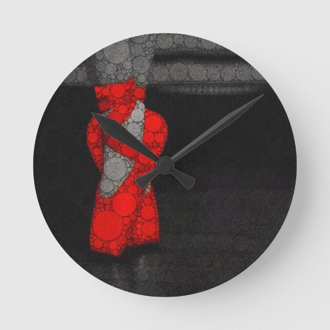 Moderne rote Ballett-Schuhe Runde Wanduhr (Vorderseite)