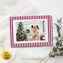 Moderne rote Beerestreifen-Foto-Weihnachten in Gol