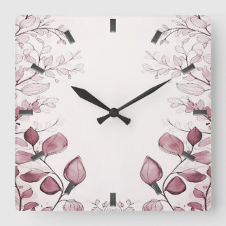 Moderne rote Blätter Wall Clock Quadratische Wanduhr