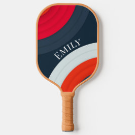 Moderne rote & blaue Personalisierte Name  Pickleball Schläger