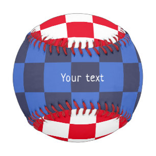 Moderne rote blaukroatische geometrische Schachbre Baseball