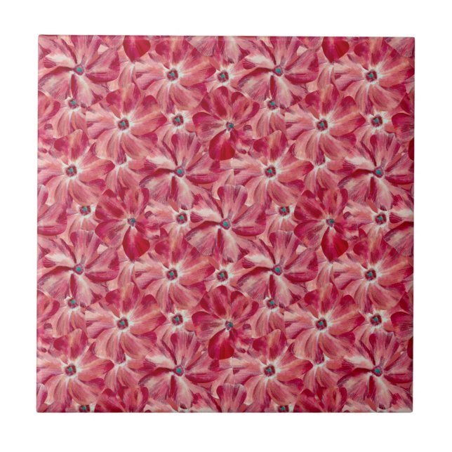 Moderne rote Blume Blumenmuster Fliese (Vorderseite)