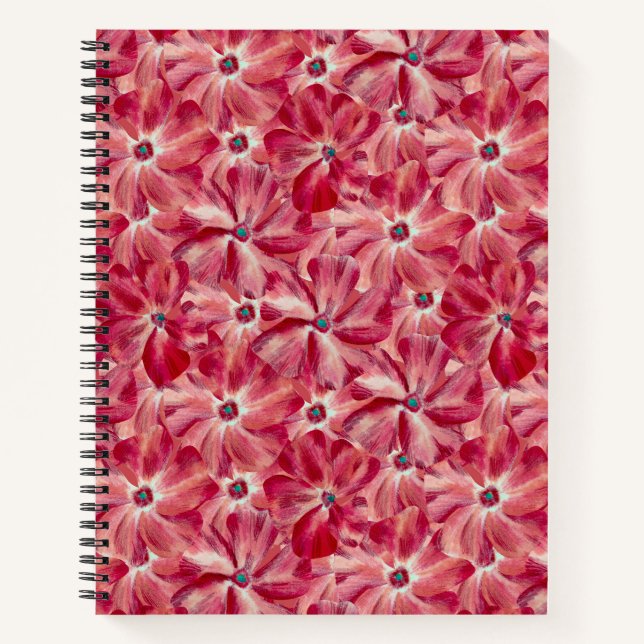Moderne rote Blume Blumenmuster Notizbuch (Vorderseite)