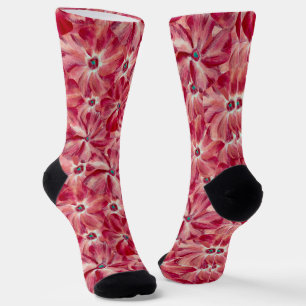 Moderne rote Blume Blumenmuster Socken