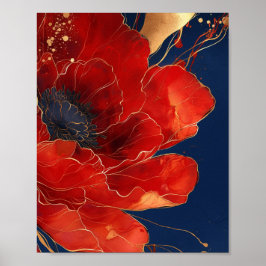 Moderne Rote Blume Poster