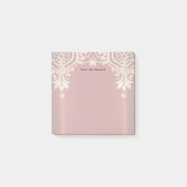 Moderne rote Blumen-Post-it-Notizen mit Gold Post-it Klebezettel (Vorderseite)