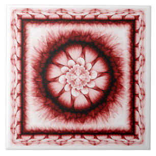 Moderne rote Blütenmuster Fliese