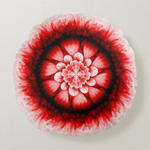 Moderne rote Blütenmuster Rundes Kissen
