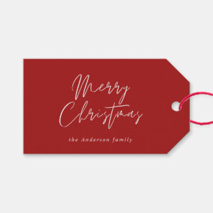 Moderne Rote Calligrafie Frohe Weihnachtsschrift Geschenkanhänger