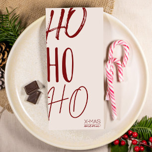 Moderne rote Creme-Weihnachtsmenükarte  Einladung