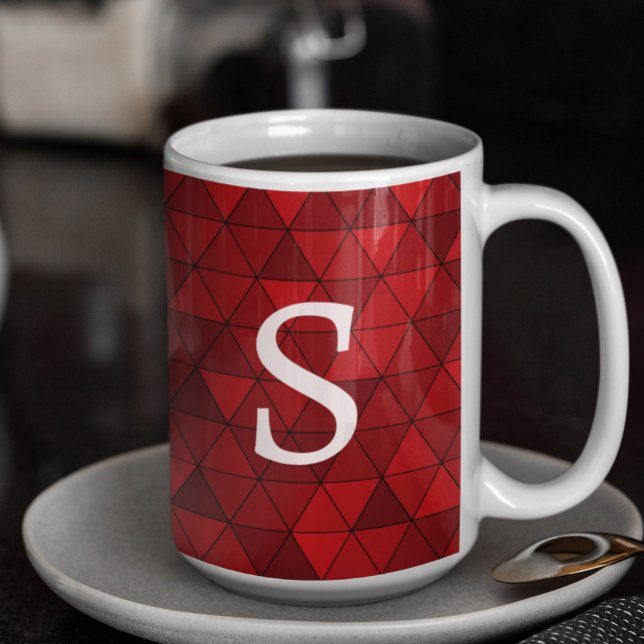 Moderne rote Dreiecke Geometrie Kaffeetasse (Von Creator hochgeladen)