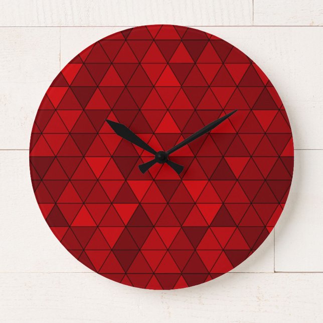 Moderne rote Dreiecke Geometrisch Stilvoll Große Wanduhr (Von Creator hochgeladen)