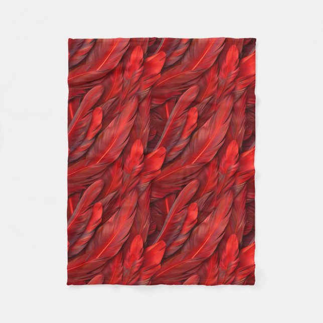 Moderne rote Federn Fleecedecke (Vorderseite)
