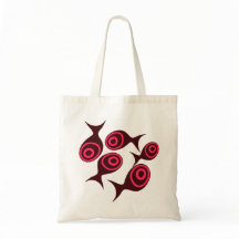 Moderne rote Fischmuster-Leinwand-Tasche