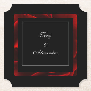 Moderne Rote Florale Schwarz und Weiß Untersetzer