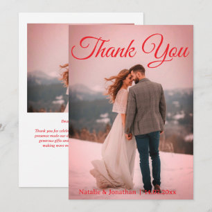 Moderne rote Foto-Hochzeit-Dankeskarten mit Notiz Dankeskarte