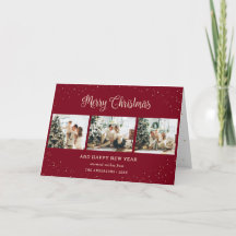 Moderne rote Fotocollage-Weihnachtskarten