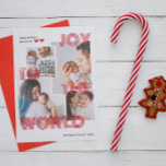 Moderne rote Freude an der World Overlay FotoColla Feiertagskarte<br><div class="desc">Moderne rote Freude an der World Overlay Foto Collage Holiday Card.</div>
