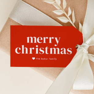 Moderne rote frohe Weihnachten Geschenkanhänger