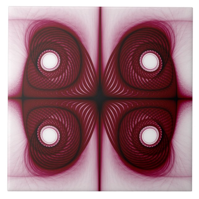 Moderne rote geometrische Struktur Fliese (Vorderseite)