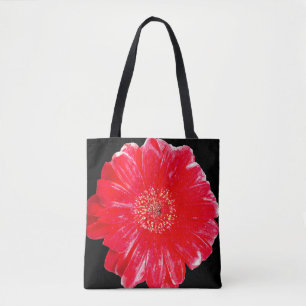 Moderne rote Gerbera-Daisy auf schwarzer Schultert