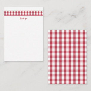 Moderne rote Gingham-Dankeskarten Mitteilungskarte