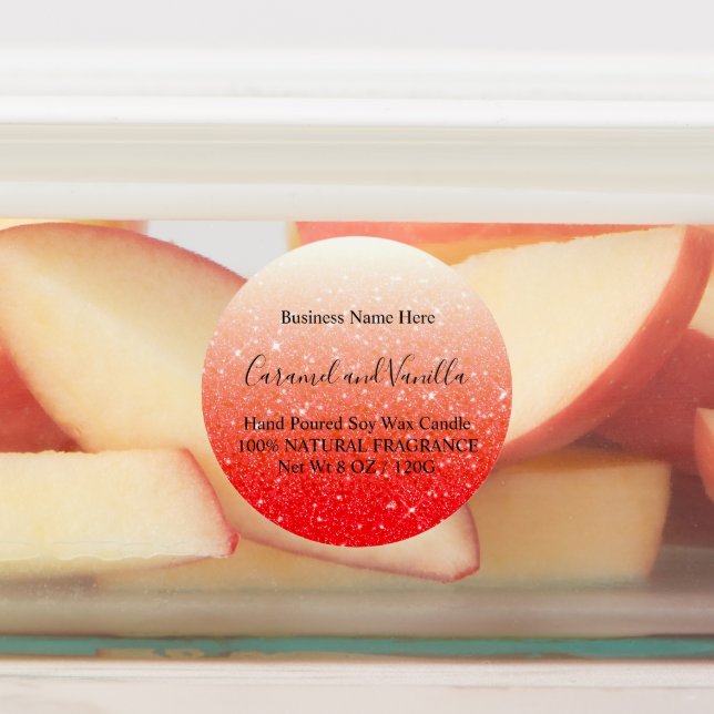 Moderne rote Glitzer-Kerzen-Labels Etiketten (Befestigt)