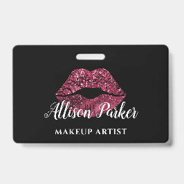Moderne Rote Glitzer Lips Makeup Artist Ausweis