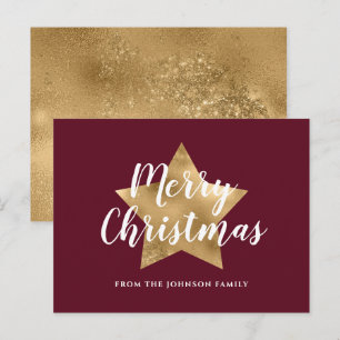 Moderne rote Gold-Star-Weihnachten Postkarte