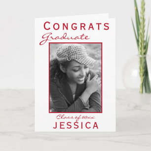 Moderne rote Gratulations-Absolventen-Abschlussfot Karte