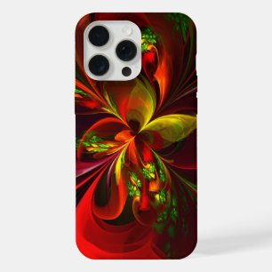 Moderne rote grüne Blumen abstrakte Kunst Muster # iPhone 15 Pro Max Hülle