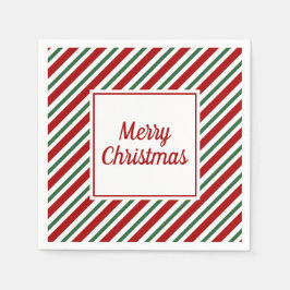 Moderne rote grüne Streifen Frohe Weihnachten Serviette