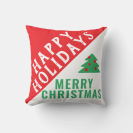 Moderne rote grüne Typografie Weihnachtsfeiertage Kissen