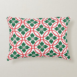 Moderne rote grüne Weihnachts-Stechpalmen-Muster-A Dekokissen