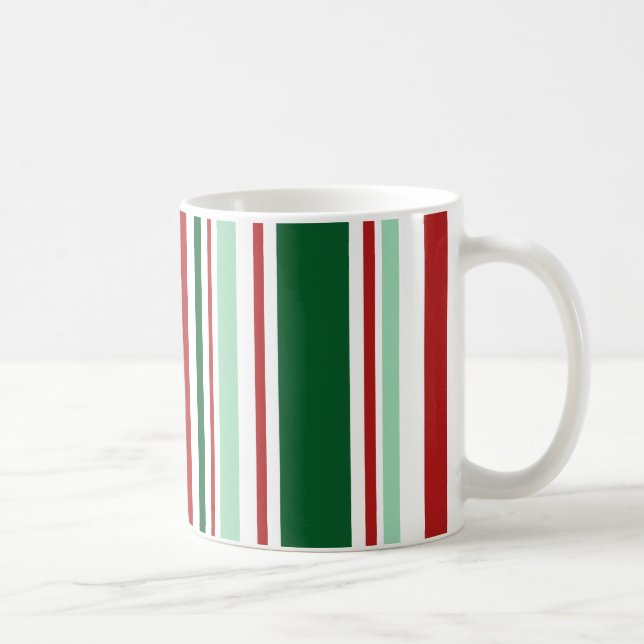 Moderne, rote, grüne, weiße Streifen Kaffeetasse (Rechts)