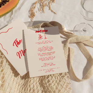 Moderne Rote Hand Vintage Quirky-Hochzeit Menükarte