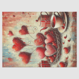 Moderne rote Herz bemaltes Seidenpapier