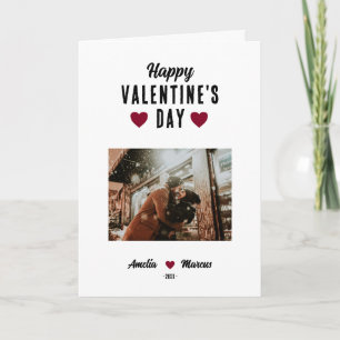 Moderne rote Herz Happy Valentinstag Foto  Feiertagskarte