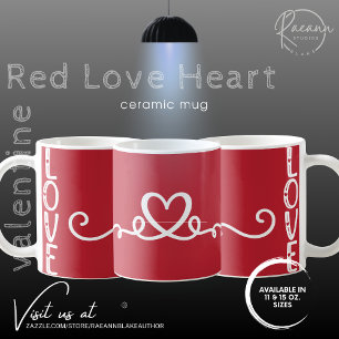 Moderne rote Herz-Valentins-Keramiktasse Kaffeetasse
