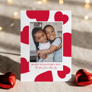 Moderne rote Herzen Frohen Valentinstag Foto Feiertagskarte