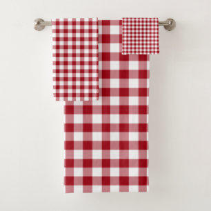 Moderne rote karierte Gingham-Muster Badhandtuch Set