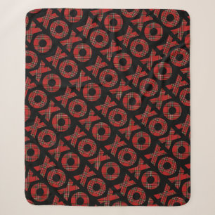 Moderne rote Karo XOXO Weihnachten Sherpadecke