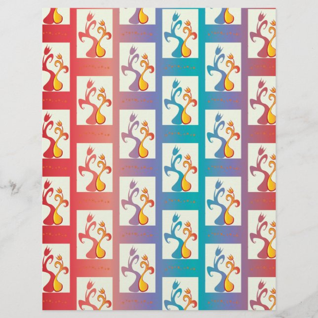 Moderne rote, lila und blaue Tulip-Muster (Vorderseite)