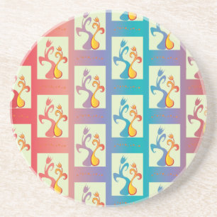 Moderne rote, lila und blaue Tulip-Muster Sandstein Untersetzer