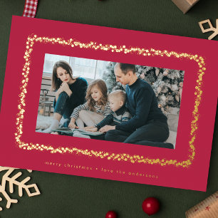 moderne rote magenta Foto-Weihnachtsrahmen Folien Feiertagskarte