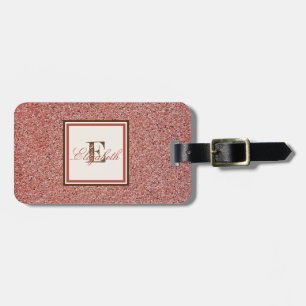 Moderne rote Marmortextur, monogramm-personalisier Gepäckanhänger
